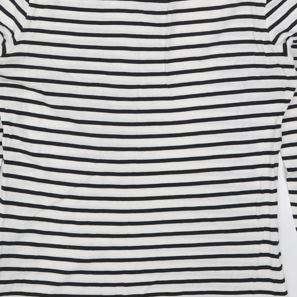 Boden Womens White Striped  Basic T-Shirt Size 8