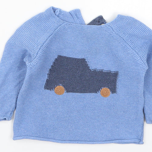 NEXT Boys Blue  Knit Pullover Jumper Size 3-6 Months  - Car