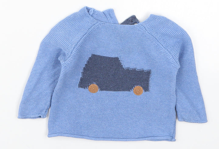 NEXT Boys Blue Knit Pullover Jumper Size 3-6 Months - Car