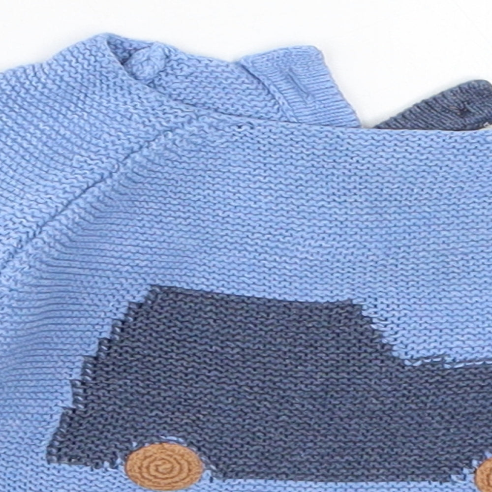 NEXT Boys Blue  Knit Pullover Jumper Size 3-6 Months  - Car