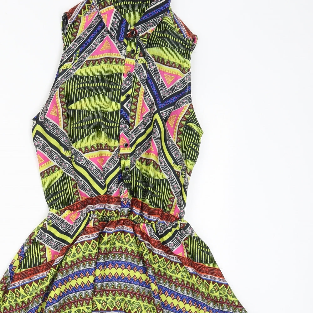 River Island Womens Multicoloured Geometric  Skater Dress  Size 10