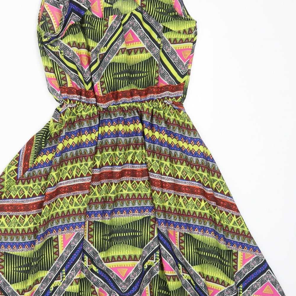 River Island Womens Multicoloured Geometric  Skater Dress  Size 10