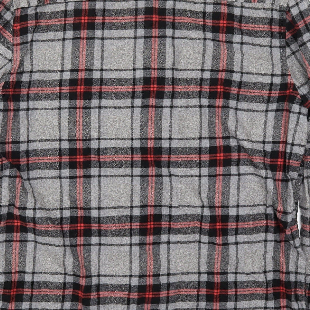 George Mens Grey Check   Button-Up Size L  - Red