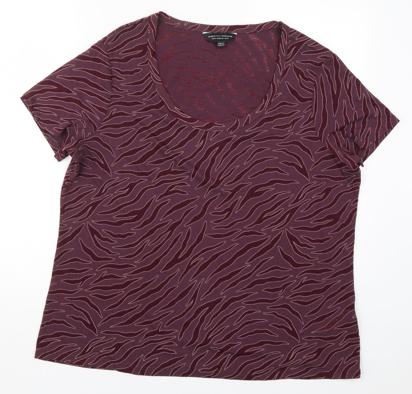 Dorothy Perkins Womens Red Animal Print  Basic T-Shirt Size 18  - Burgundy