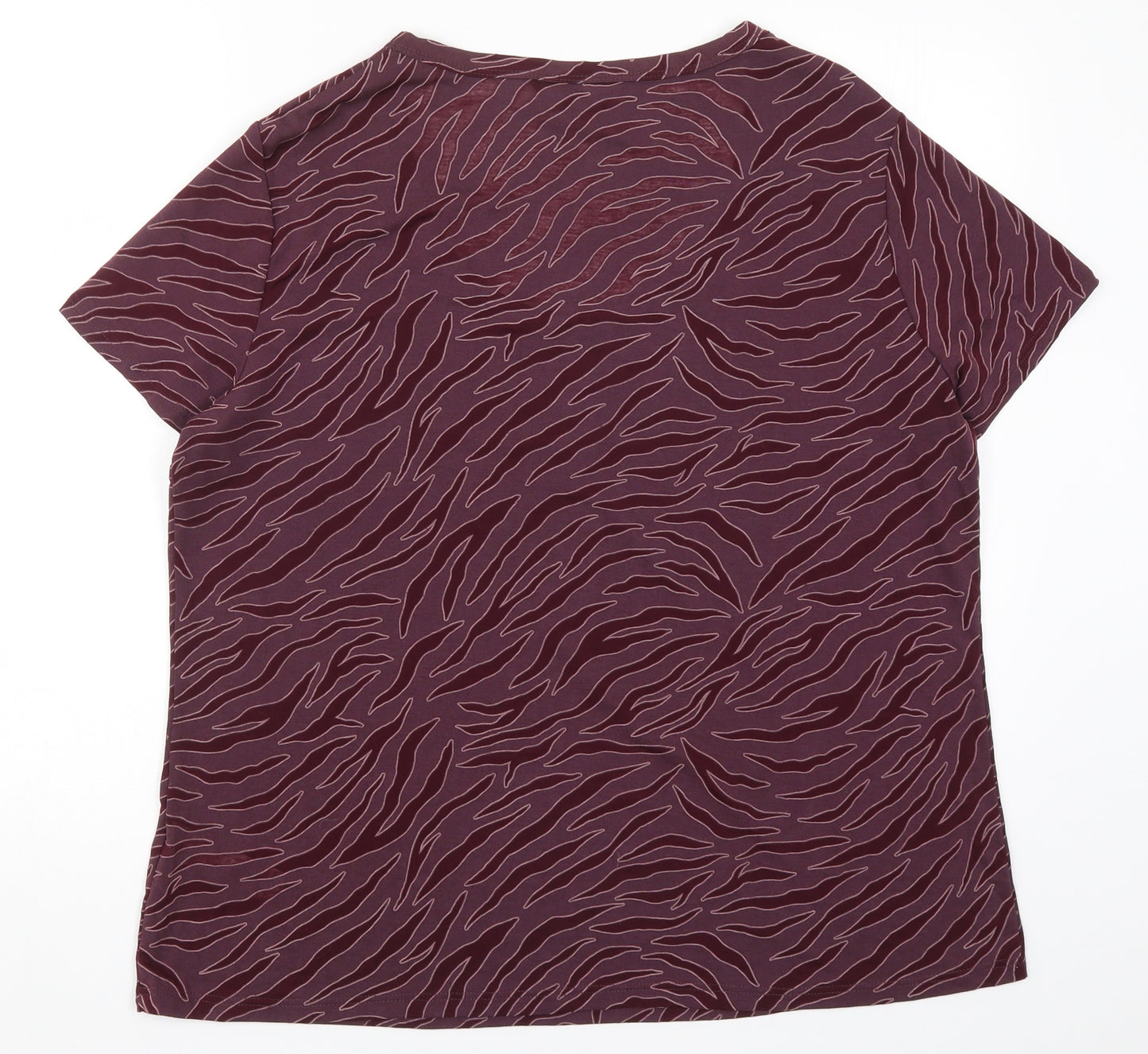 Dorothy Perkins Womens Red Animal Print  Basic T-Shirt Size 18  - Burgundy