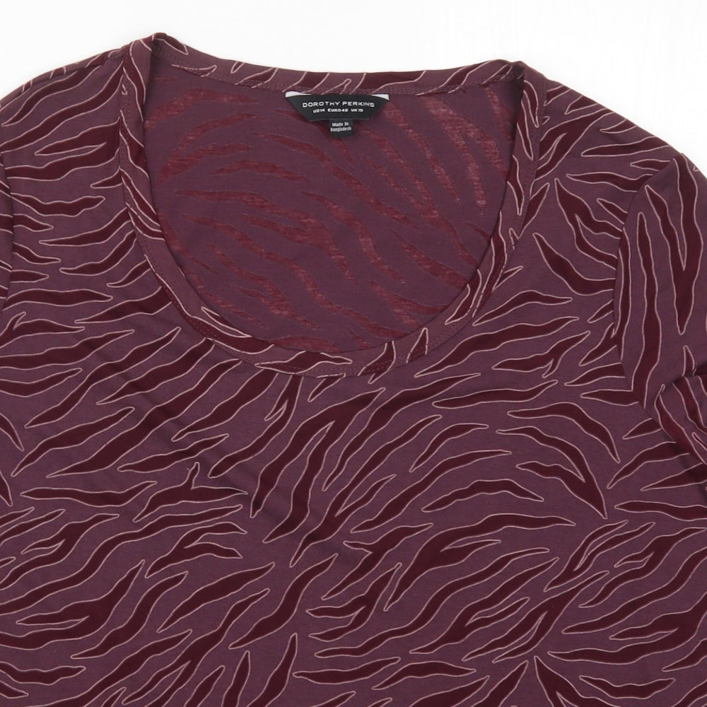 Dorothy Perkins Womens Red Animal Print  Basic T-Shirt Size 18  - Burgundy