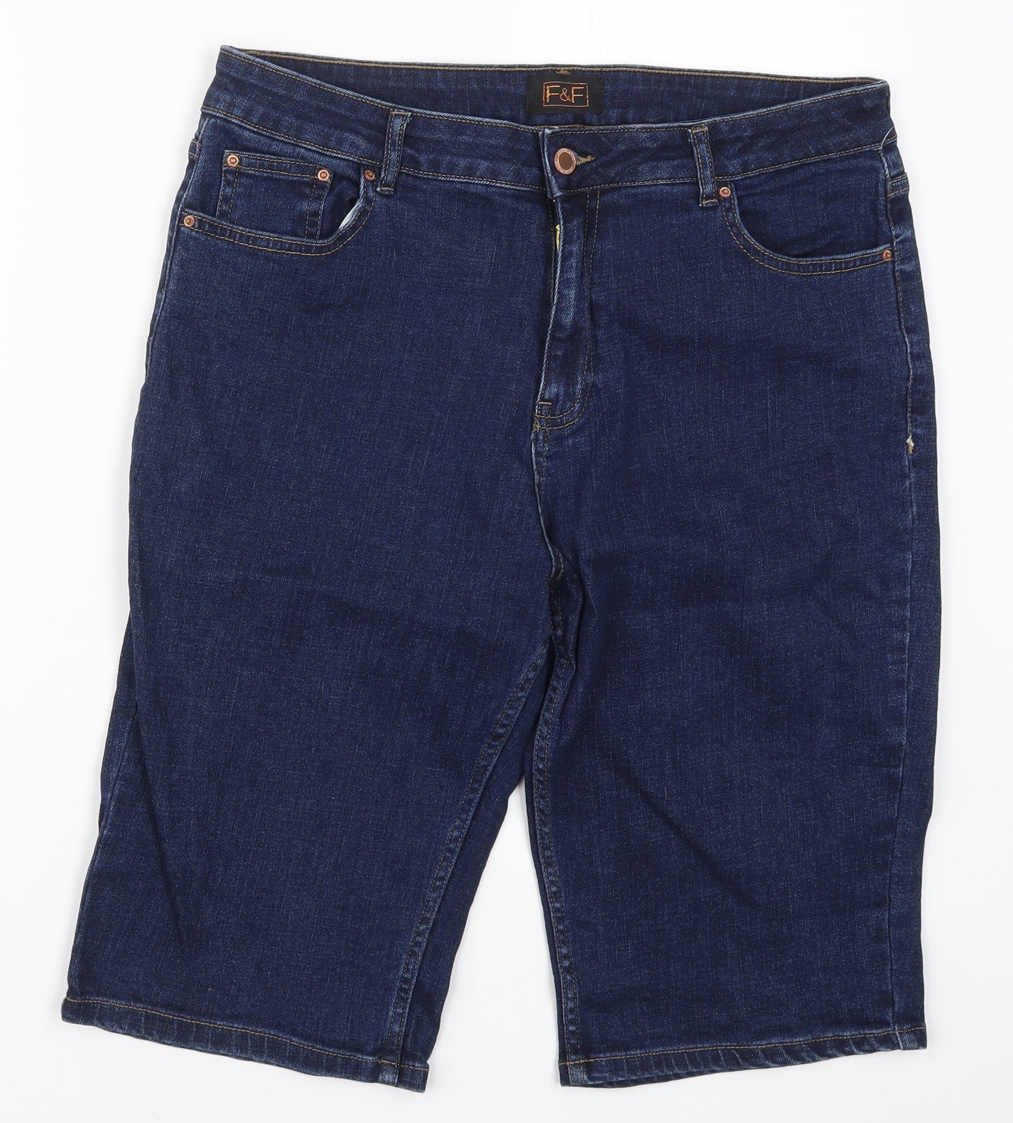 F&F Womens Blue  Denim Biker Shorts Size 16
