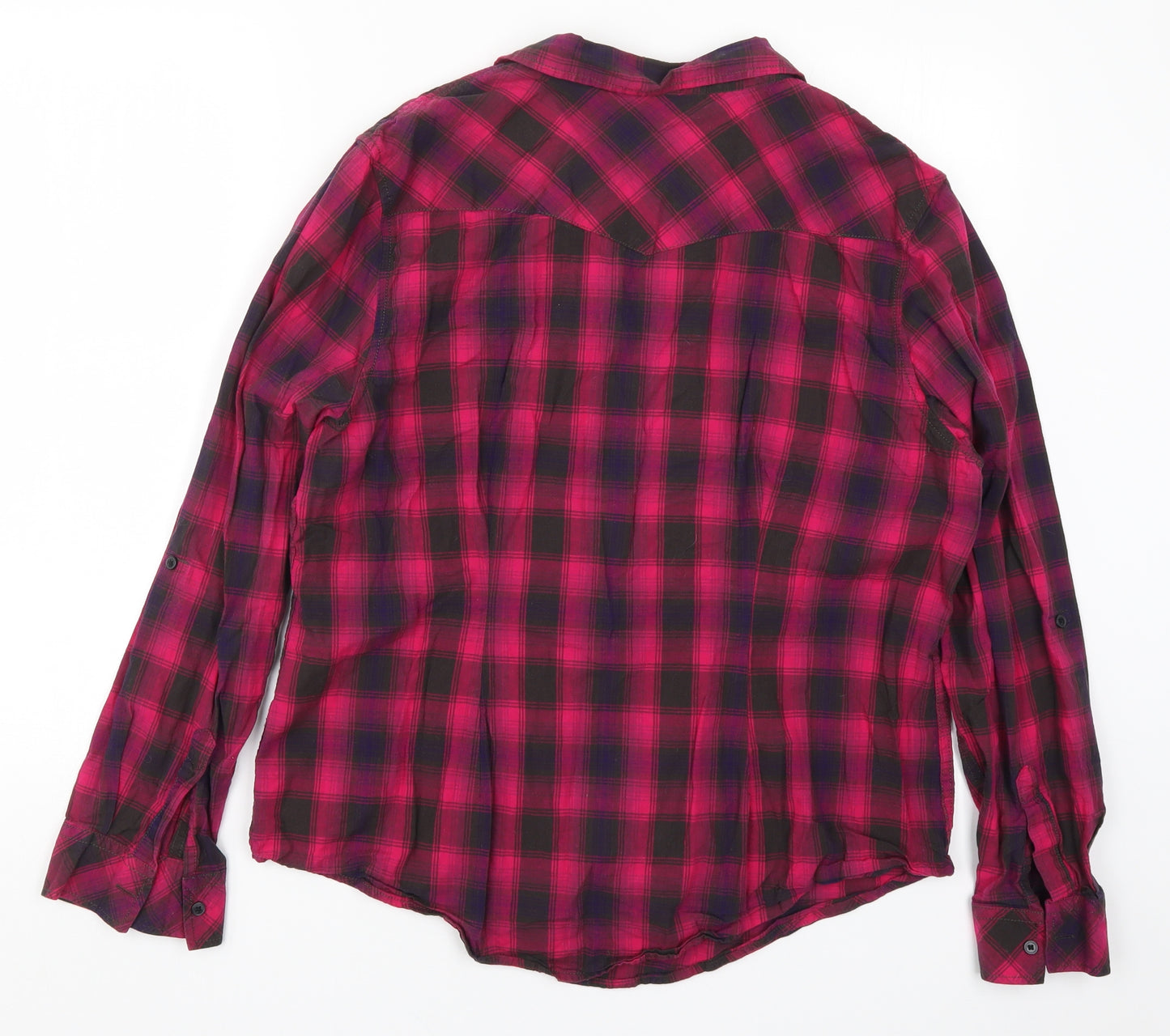 Peacocks Womens Pink Check  Basic Button-Up Size 18