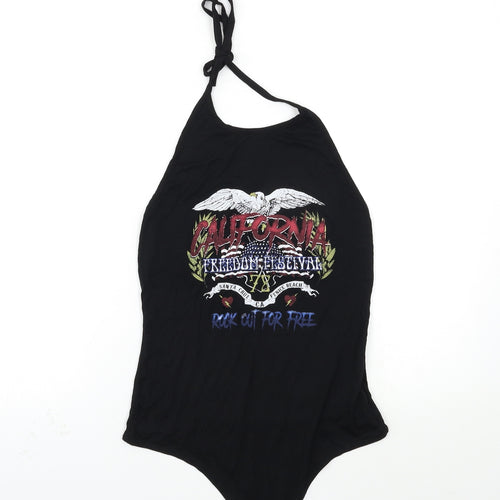PRETTYLITTLETHING Womens Black Geometric  Basic Tank Size 8