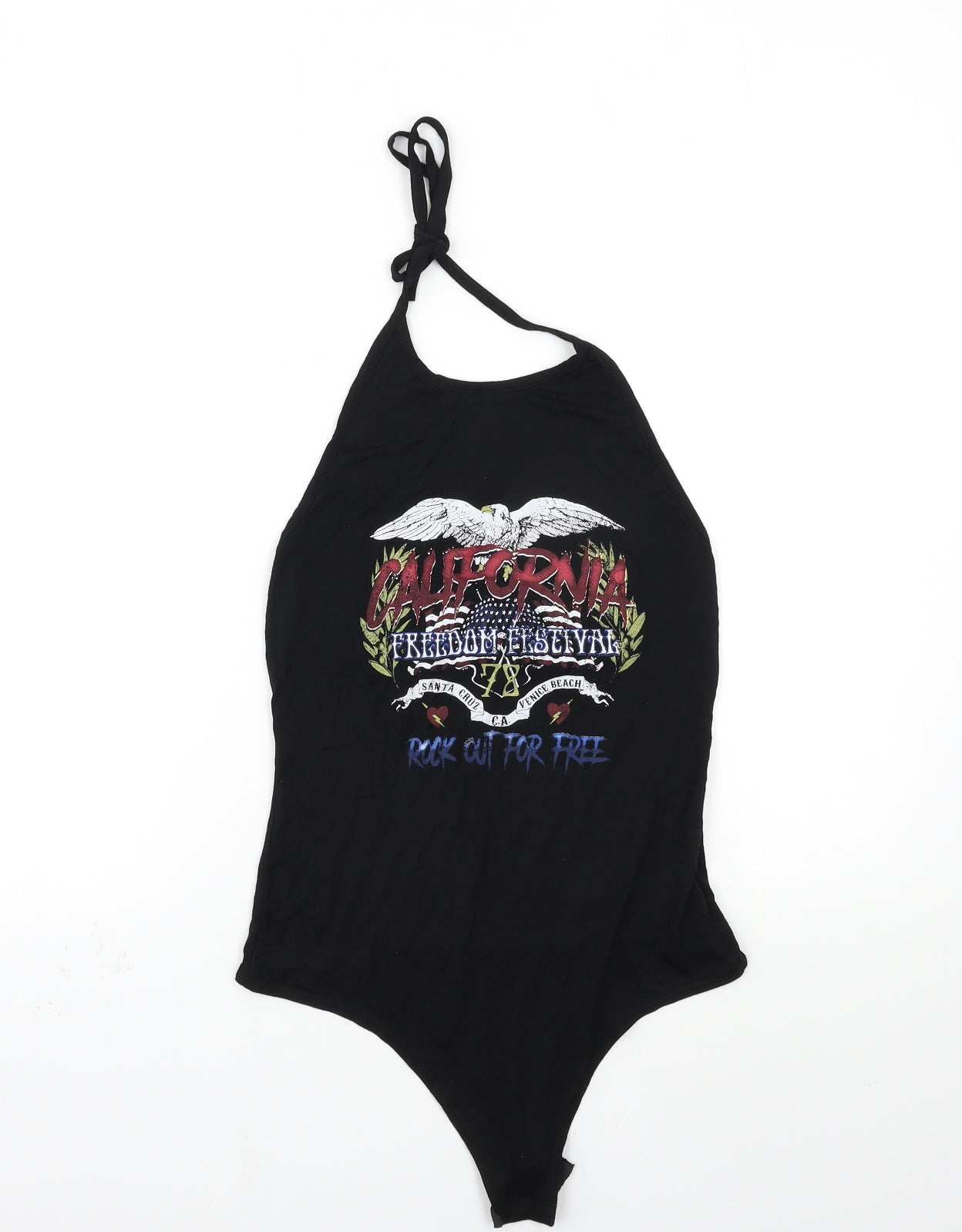 PRETTYLITTLETHING Womens Black Geometric  Basic Tank Size 8