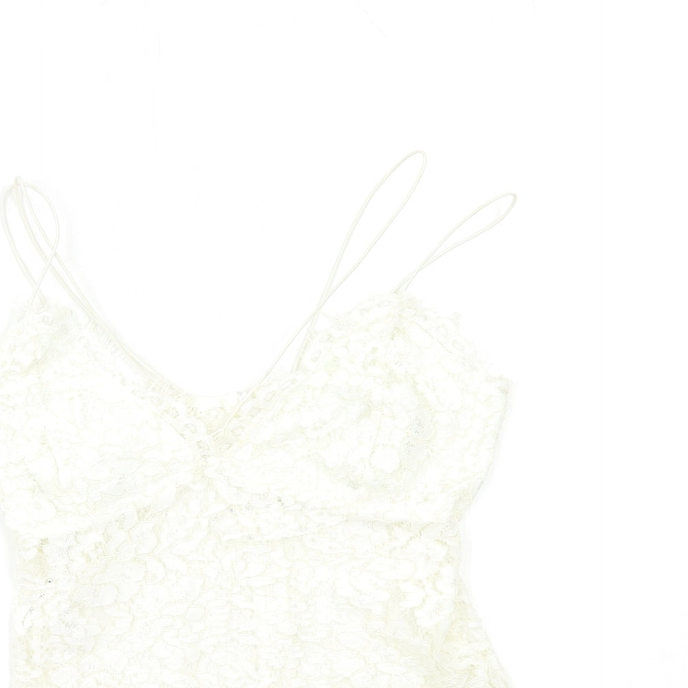 Missguided Womens White  Lace Basic Tank Size 10