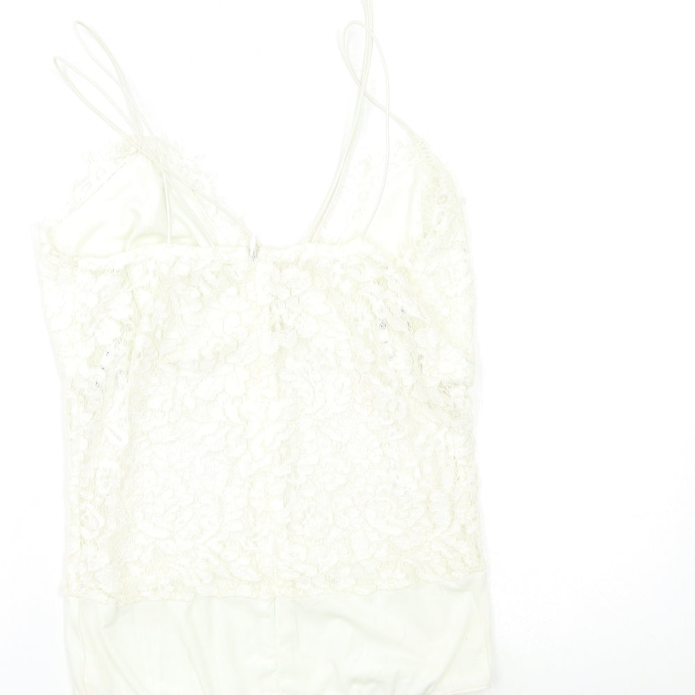 Missguided Womens White  Lace Basic Tank Size 10