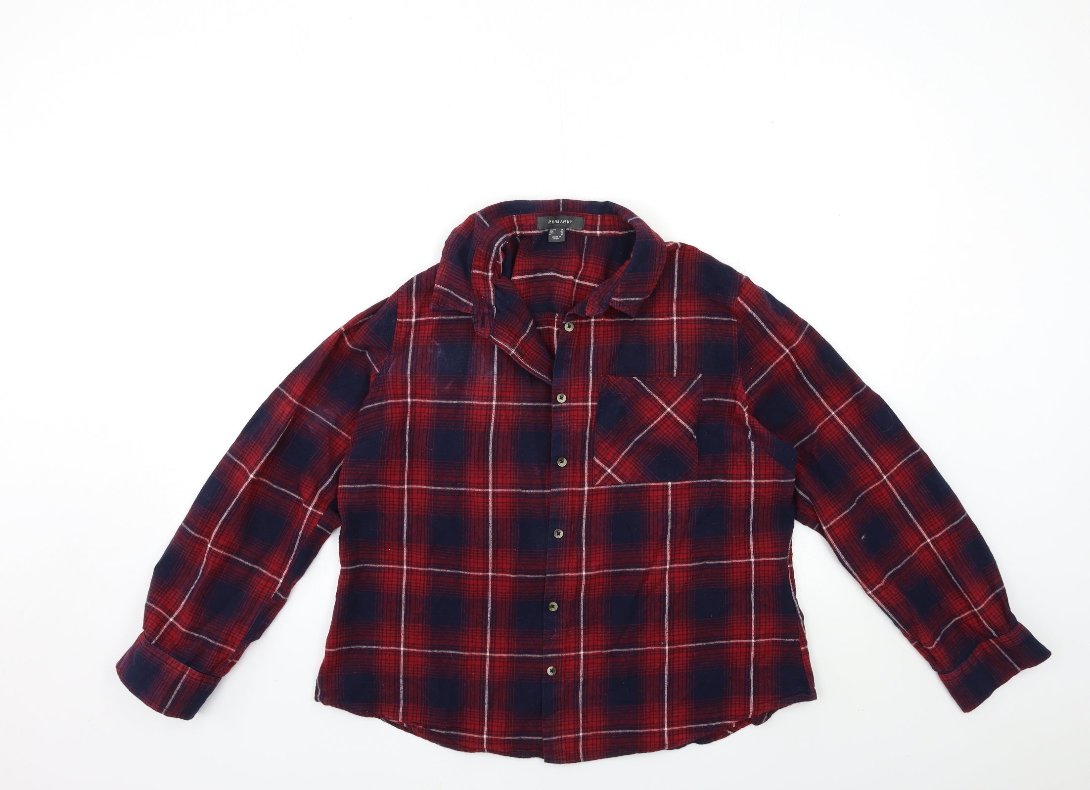 Primark Womens Blue Check Basic Button-Up Size 16 β Preworn