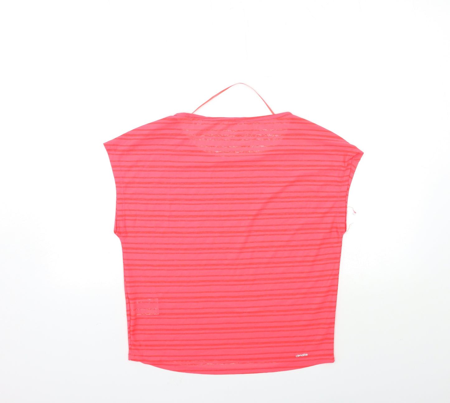 adidas Womens Pink Striped  Basic T-Shirt Size 8