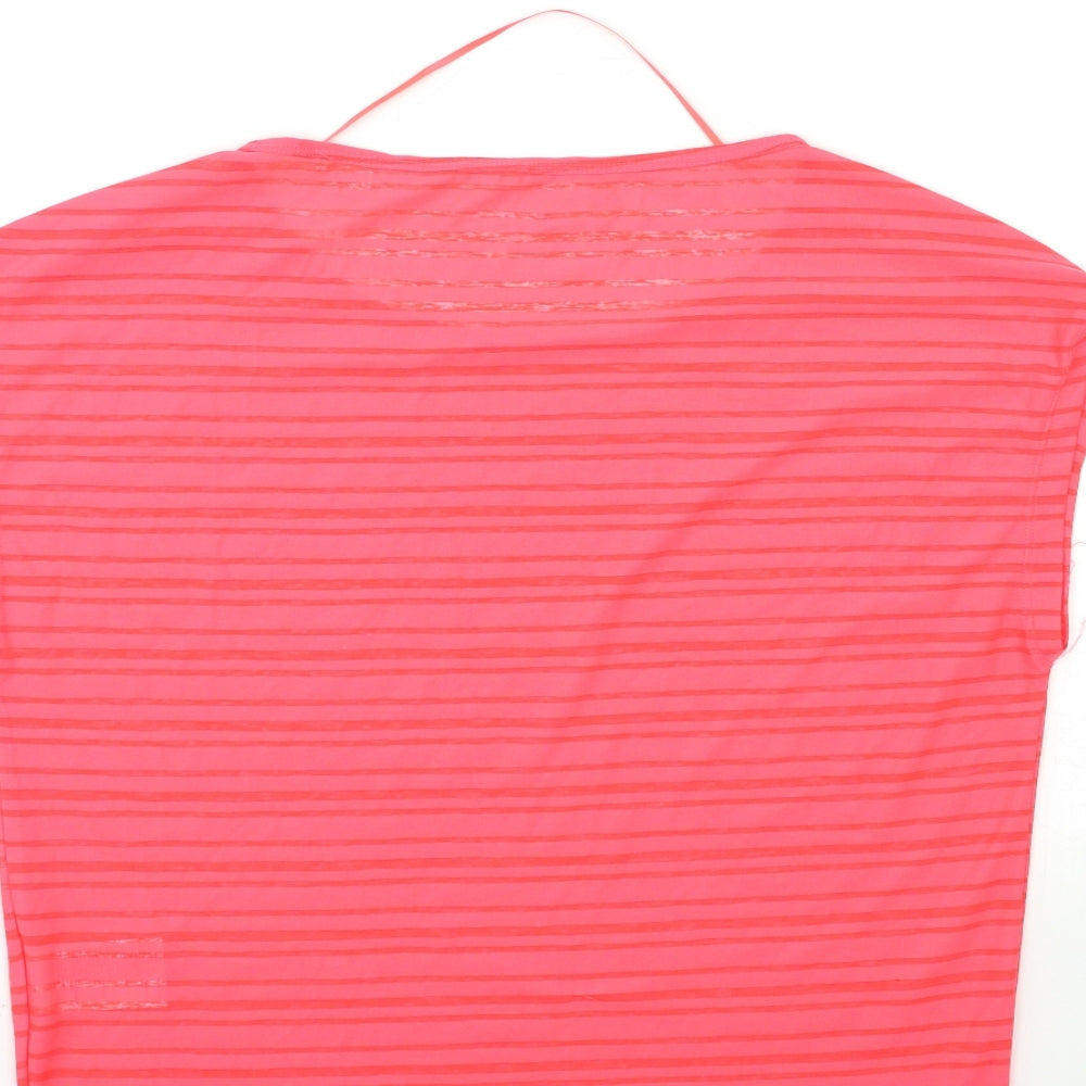 adidas Womens Pink Striped  Basic T-Shirt Size 8
