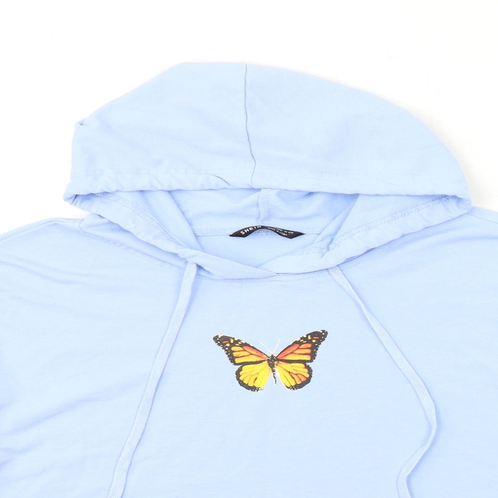 SheIn Womens Blue   Pullover Hoodie Size L  - buttefly