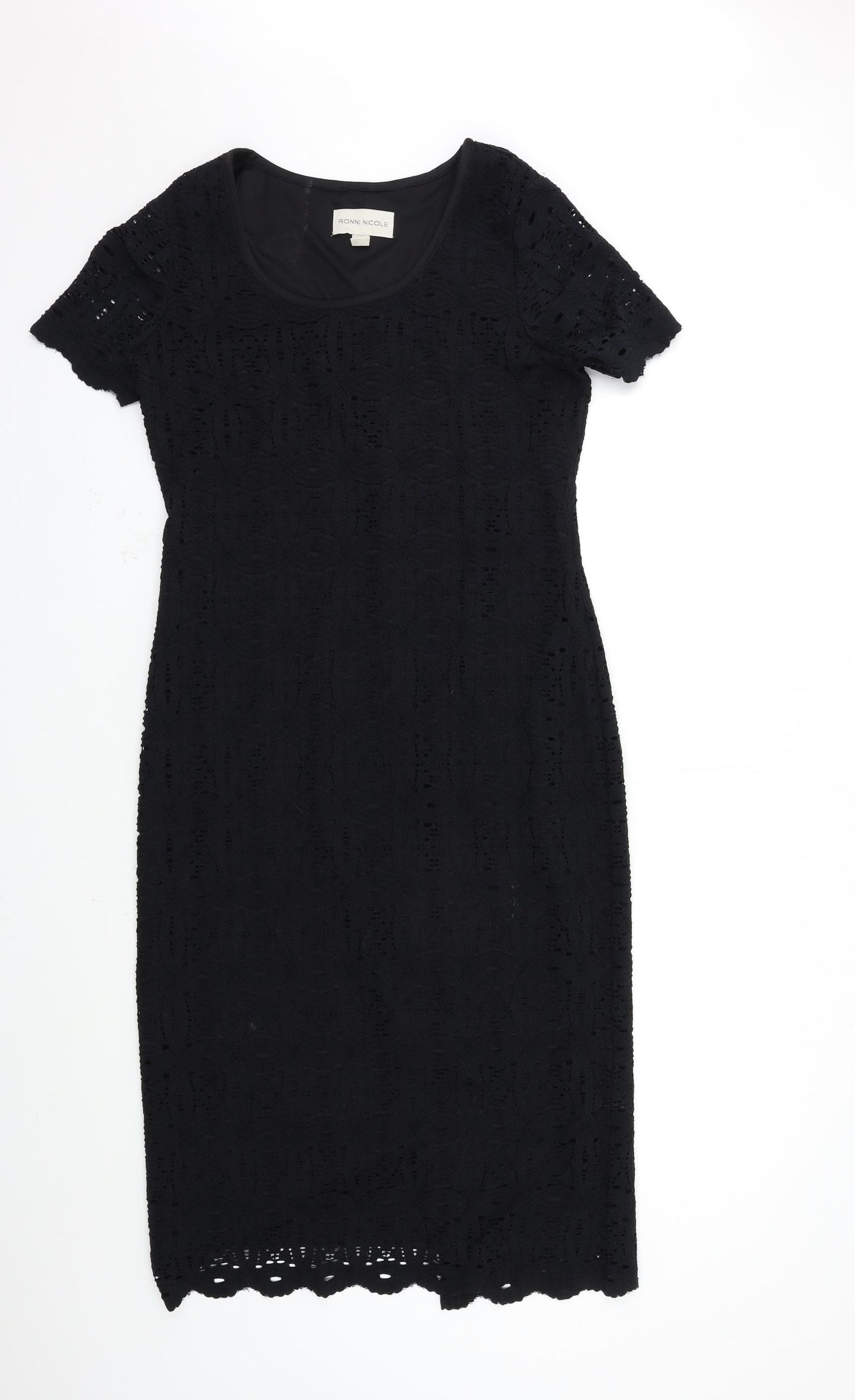 Ronni Nicole Womens Black  Lace Bodycon  Size 14