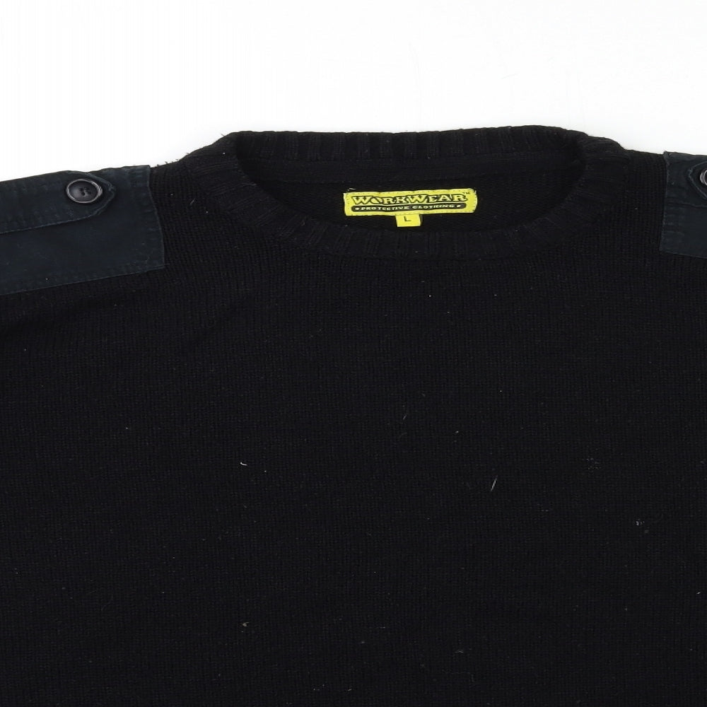 Workwear Mens Black  Knit Pullover Jumper Size L