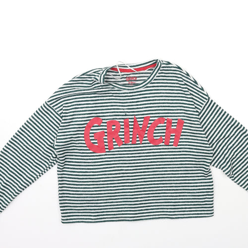 Primark Womens Green Striped  Basic T-Shirt Size 10  - Grinch Christmas