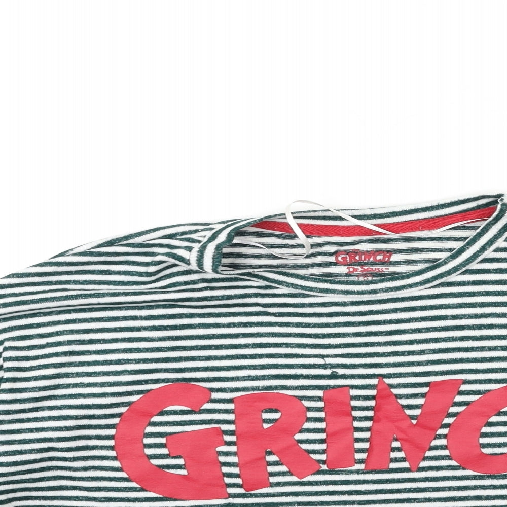 Primark Womens Green Striped  Basic T-Shirt Size 10  - Grinch Christmas