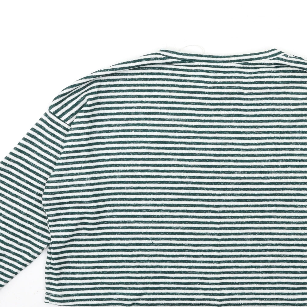 Primark Womens Green Striped  Basic T-Shirt Size 10  - Grinch Christmas