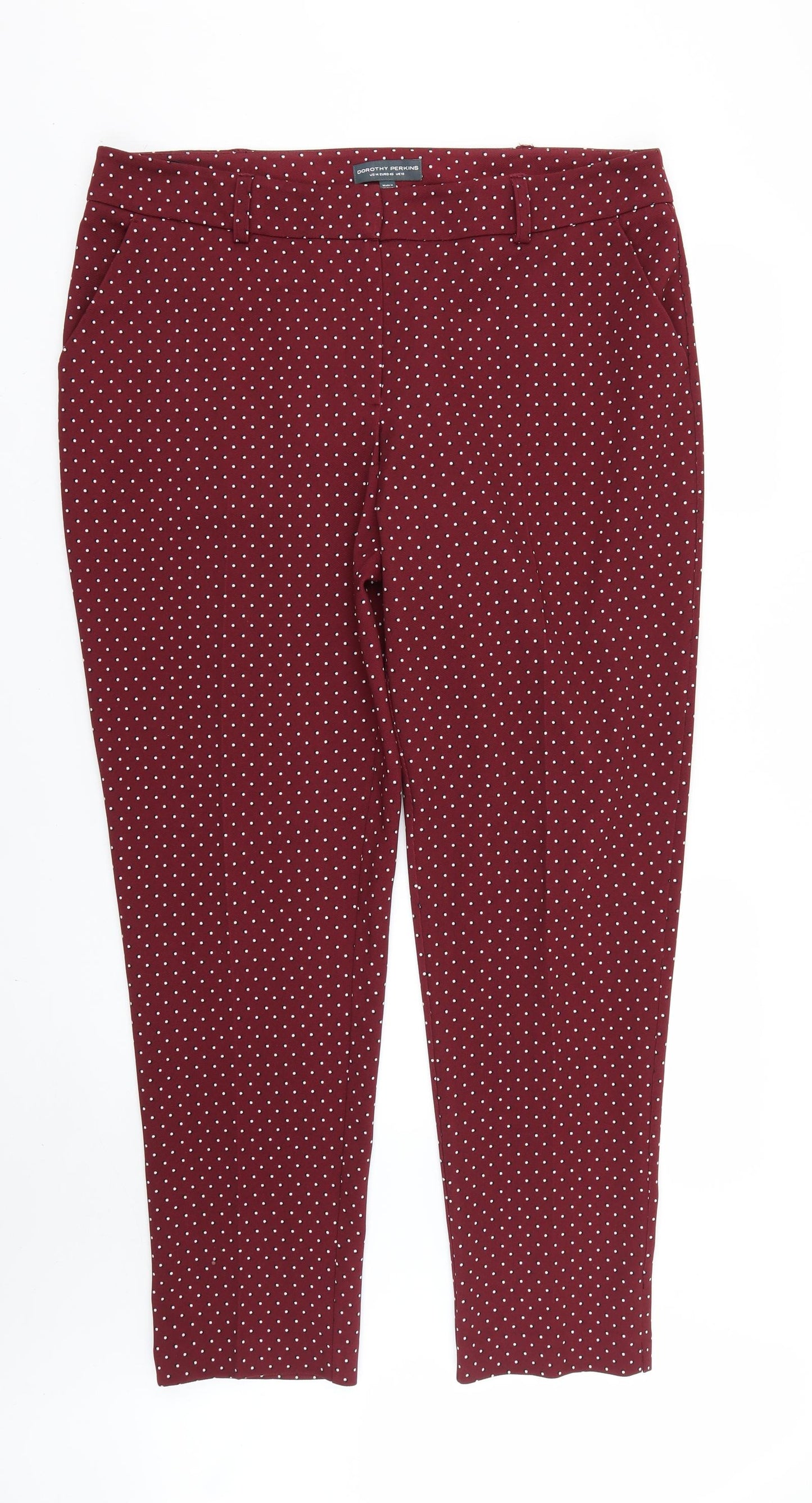 Dorothy Perkins Womens Red Polka Dot  Trousers  Size 18 L29 in