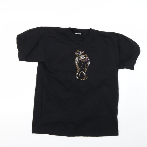bue horz Mens Black    T-Shirt Size L
