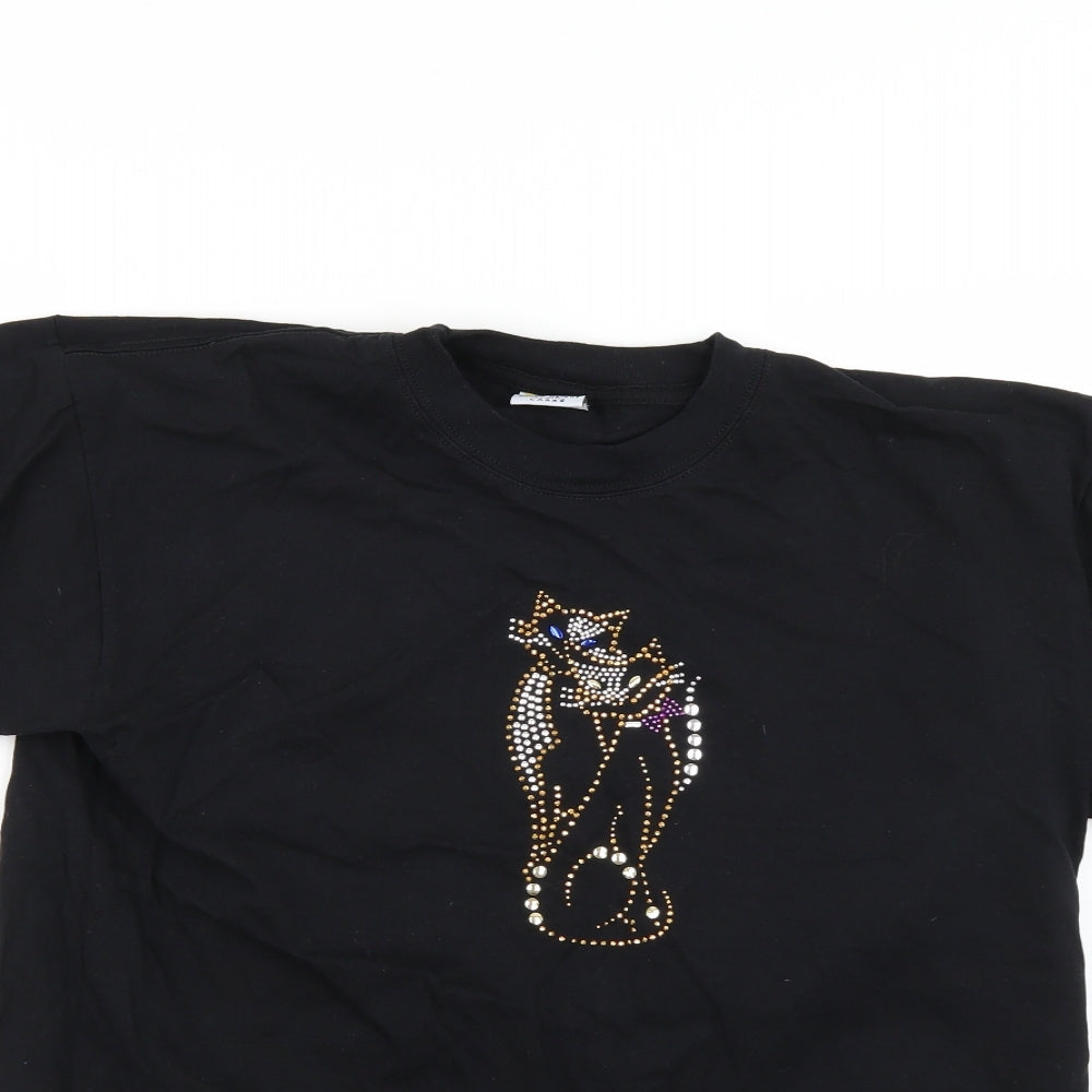 bue horz Mens Black    T-Shirt Size L