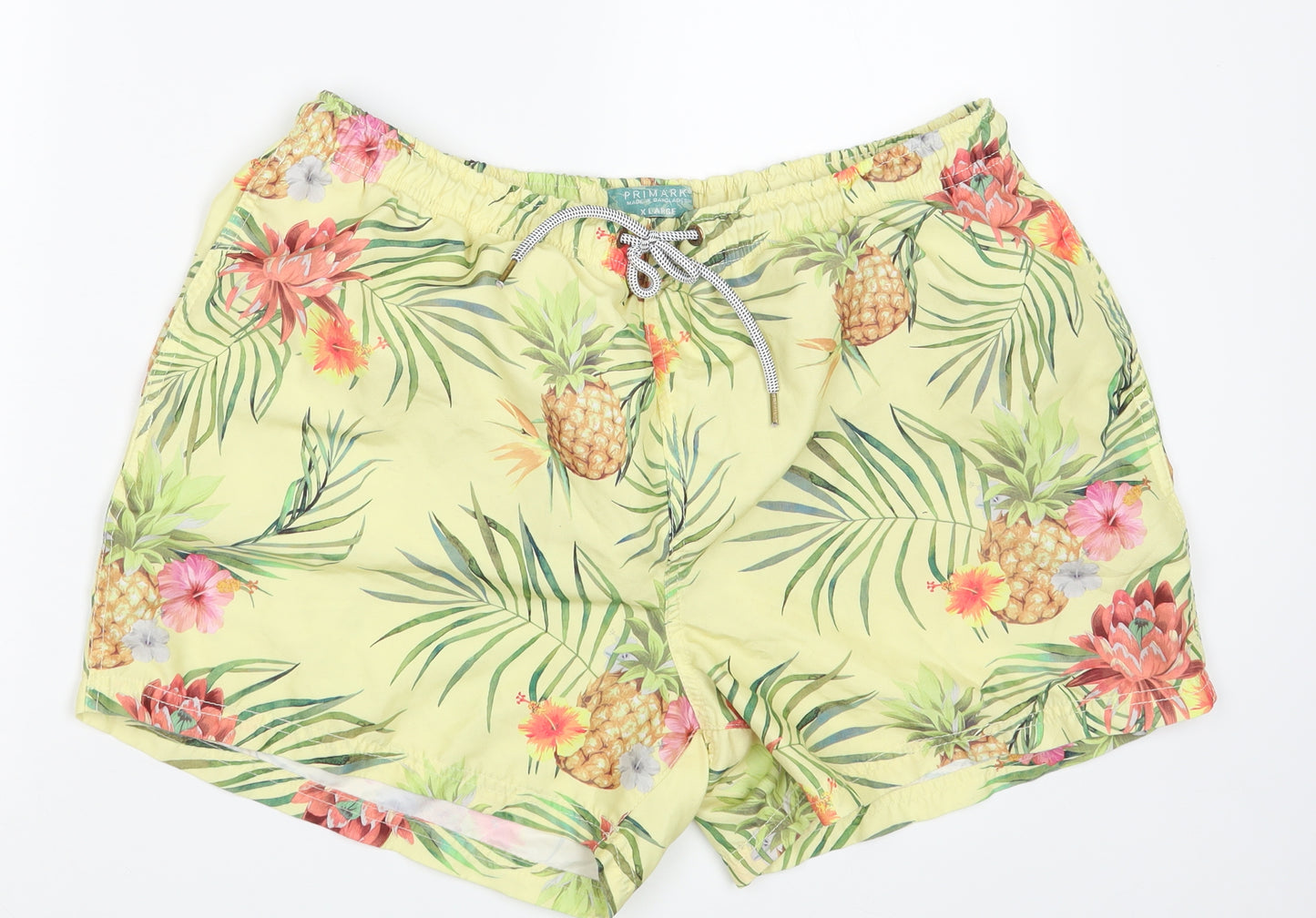 Primark Mens Yellow Paisley  Sweat Shorts Size XL
