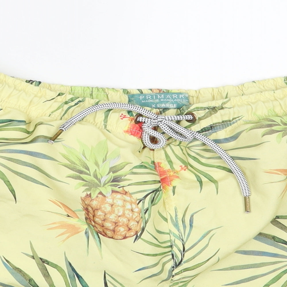 Primark Mens Yellow Paisley  Sweat Shorts Size XL