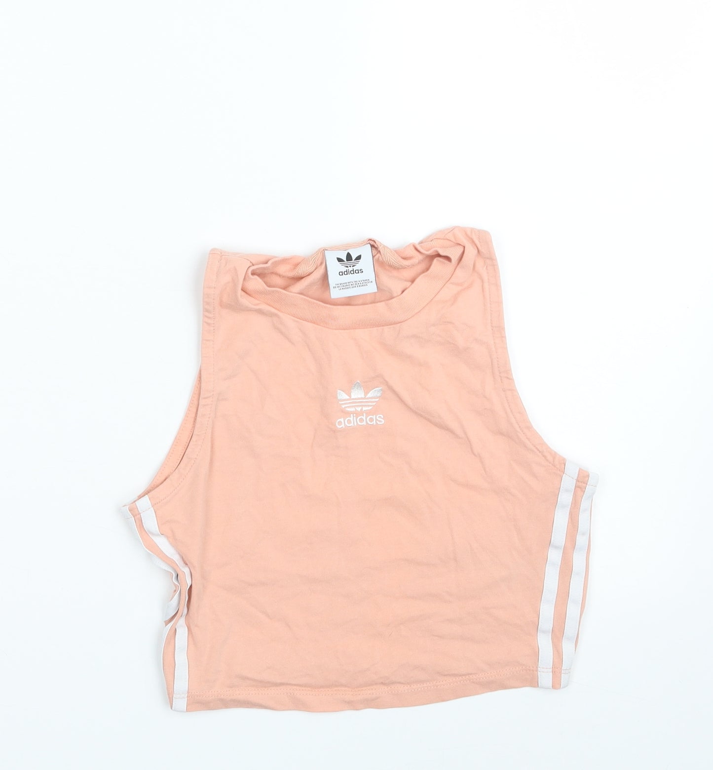 Adidas  Girls Pink Striped  Cropped Tank One Size