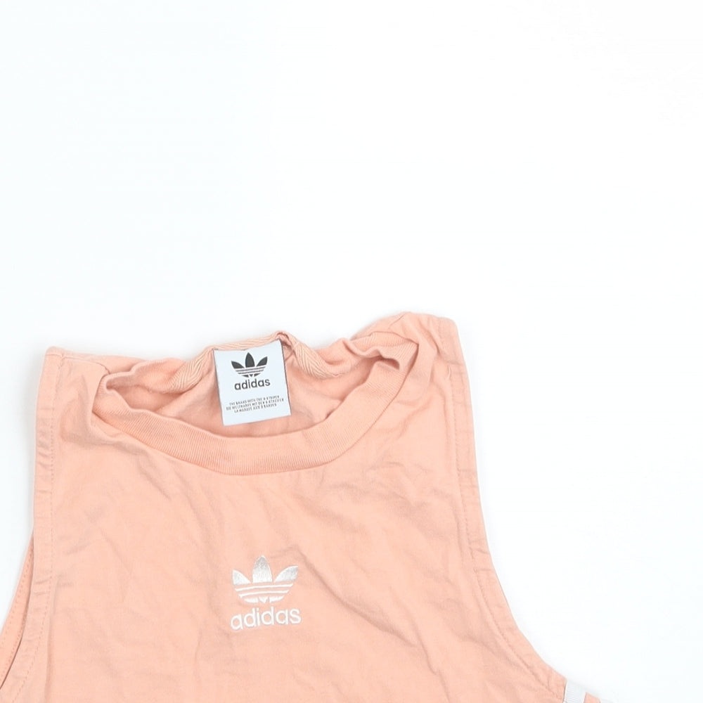 Adidas  Girls Pink Striped  Cropped Tank One Size