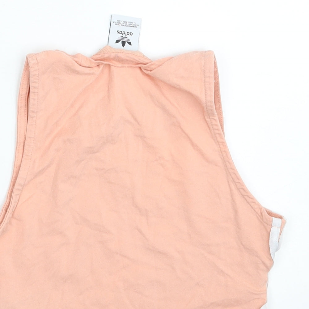 Adidas  Girls Pink Striped  Cropped Tank One Size