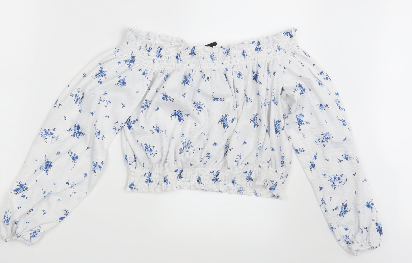 H&M Womens White Floral  Basic Blouse Size L