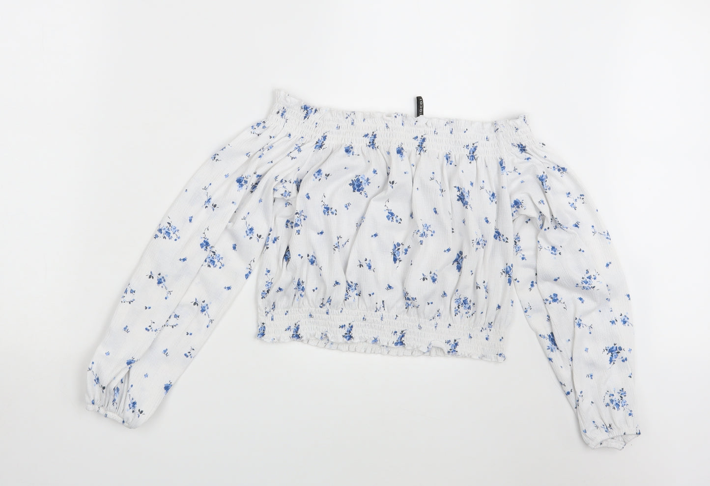 H&M Womens White Floral  Basic Blouse Size L
