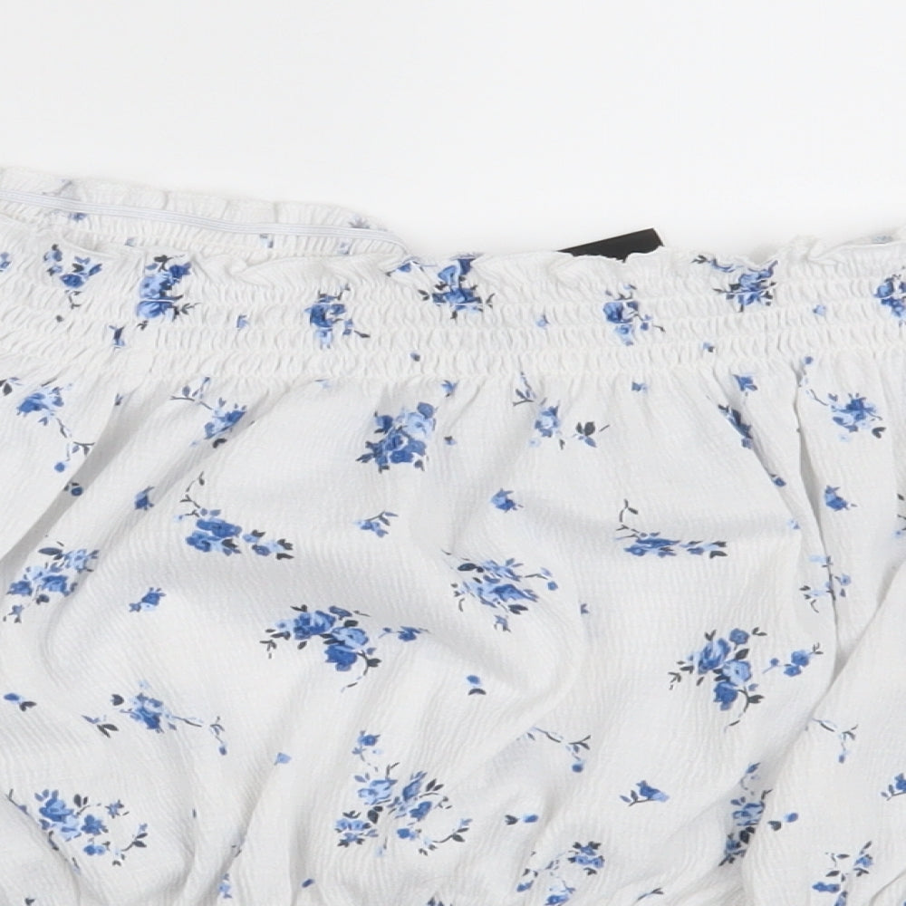 H&M Womens White Floral  Basic Blouse Size L