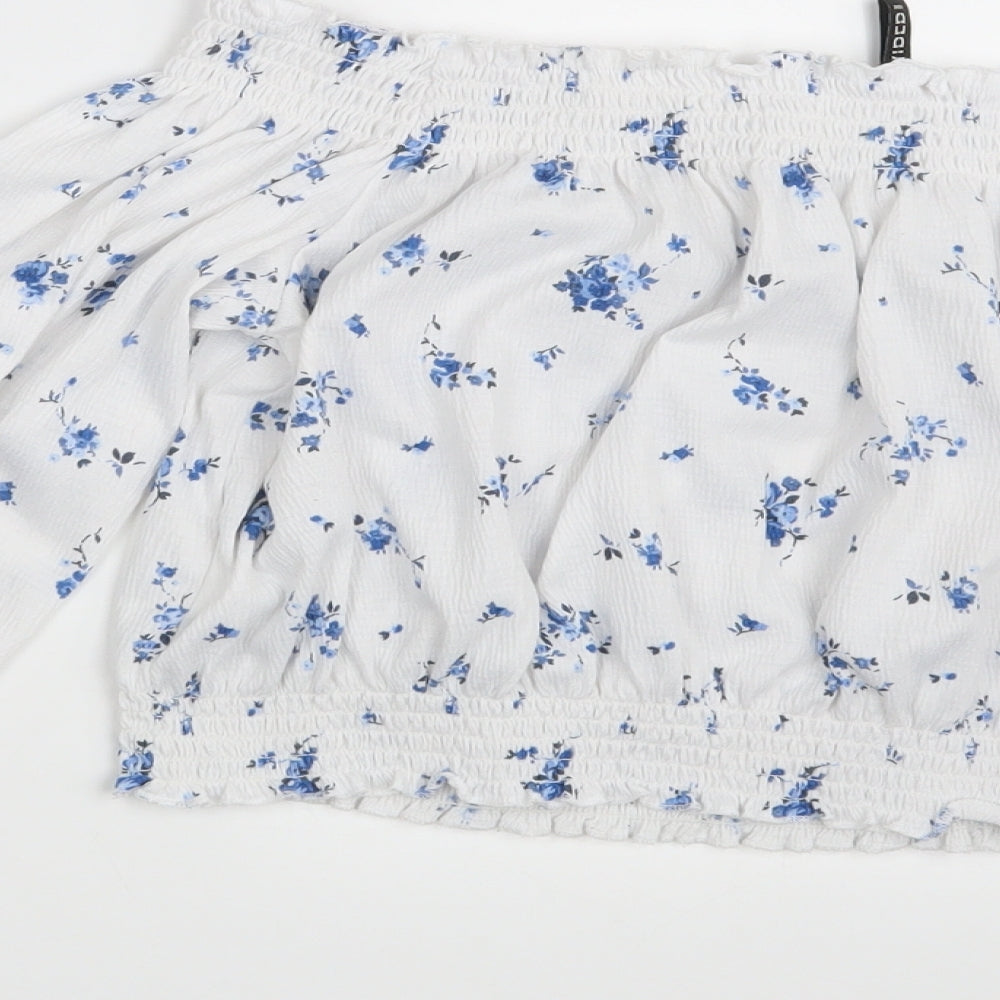 H&M Womens White Floral  Basic Blouse Size L
