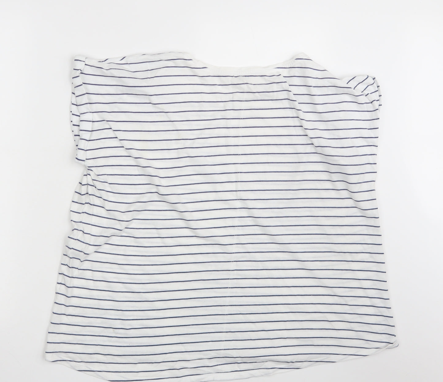 Papaya Womens White Striped  Basic T-Shirt Size L