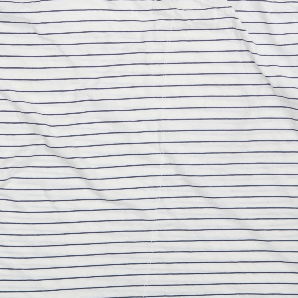 Papaya Womens White Striped  Basic T-Shirt Size L