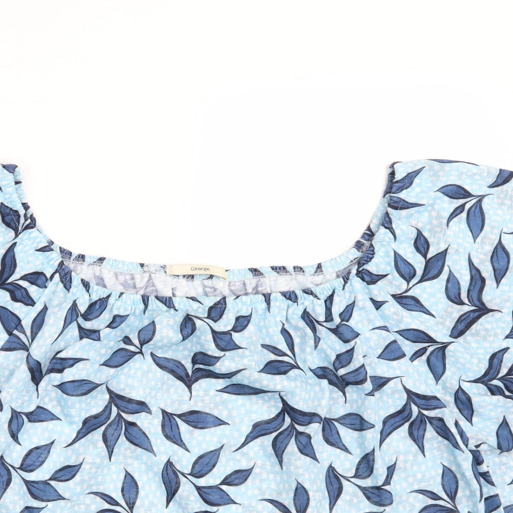 George Womens Blue Floral  Basic Blouse Size 22