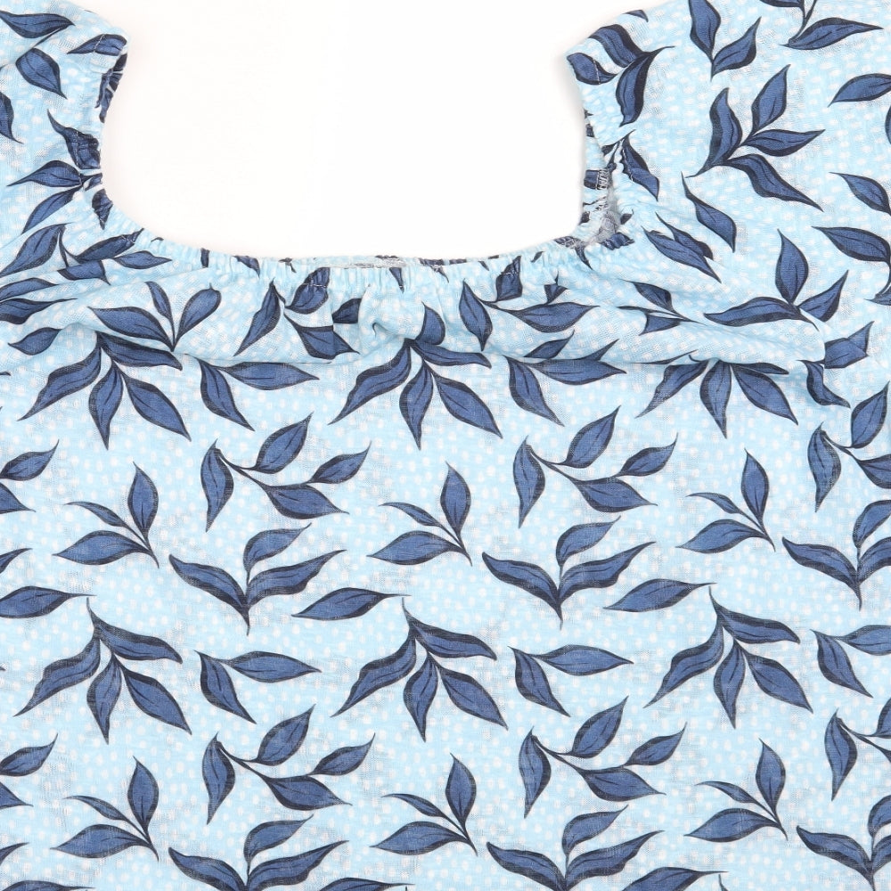 George Womens Blue Floral  Basic Blouse Size 22