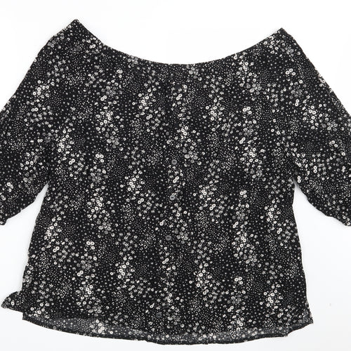 George Womens Black Floral  Basic Blouse Size 22