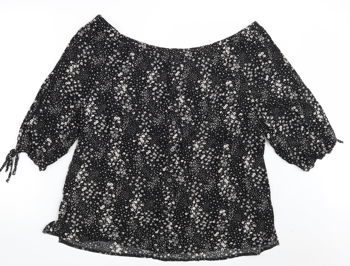 George Womens Black Floral  Basic Blouse Size 22