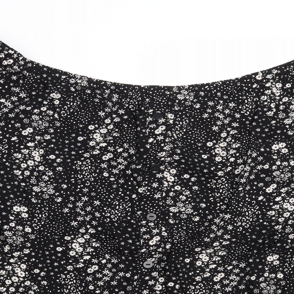 George Womens Black Floral  Basic Blouse Size 22