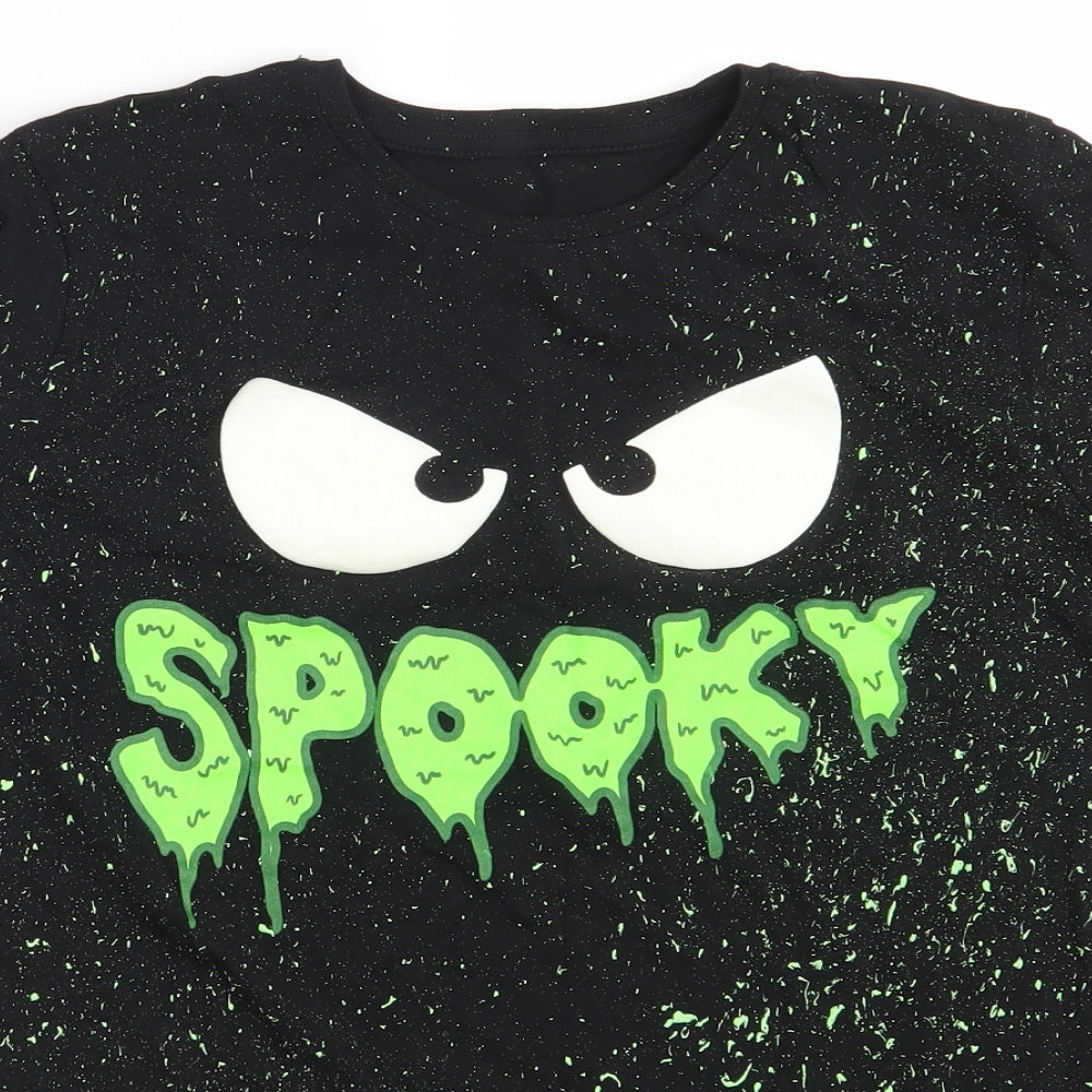 Preworn Boys Black   Basic T-Shirt Size 12-13 Years  - Spooky