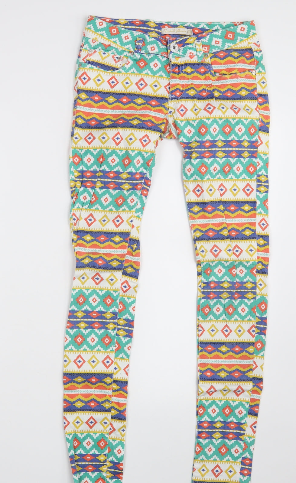 Toxik3 Womens Multicoloured Argyle/Diamond Denim Skinny Jeans Size 10 L30 in