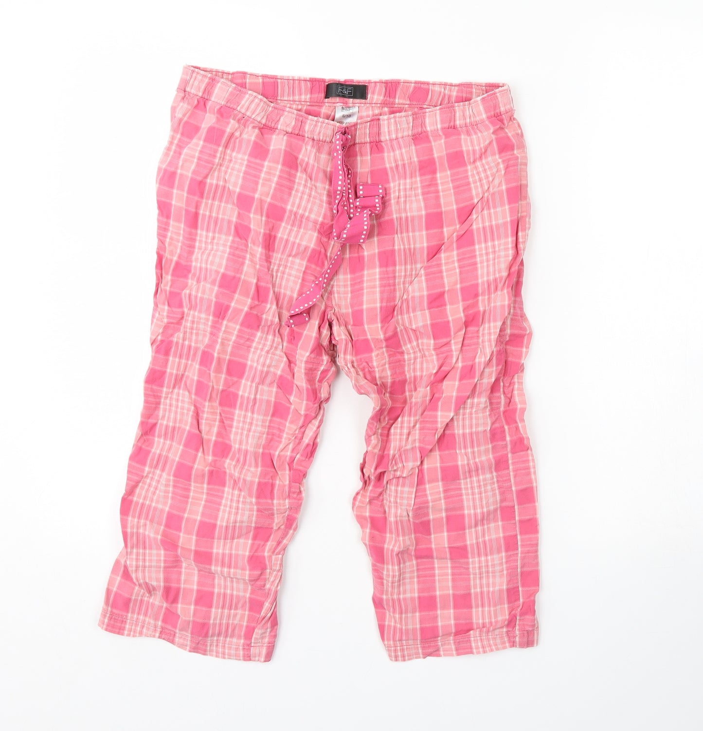 F&F Womens Pink Check  Cami Pyjama Pants Size 8