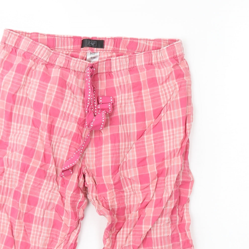 F&F Womens Pink Check  Cami Pyjama Pants Size 8