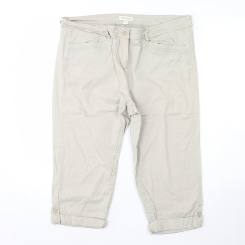 M&s Womens Beige   Cropped Trousers Size 14 L20 in