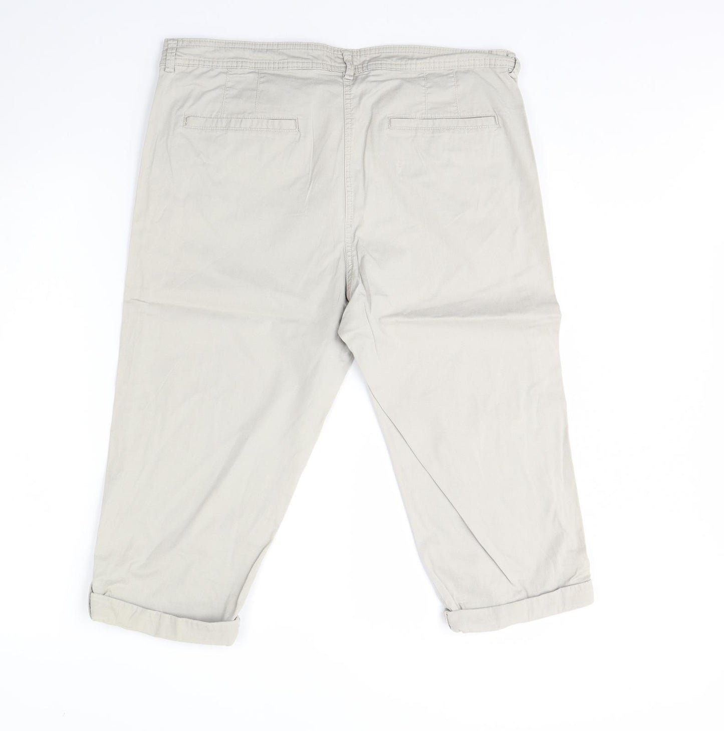 M&s Womens Beige   Cropped Trousers Size 14 L20 in